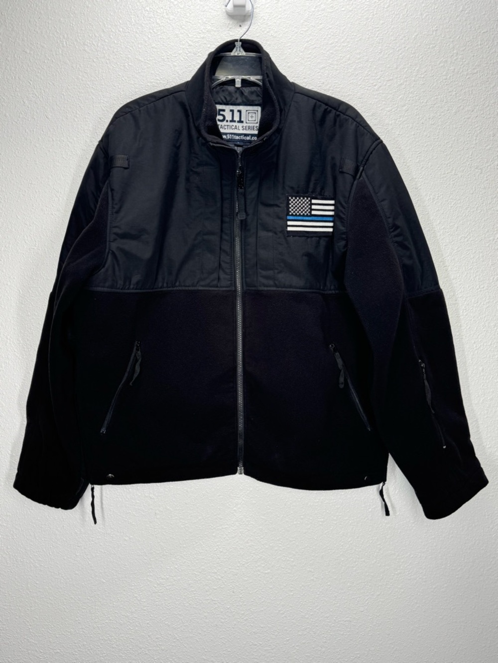 5.11 Tactical Black Full-Zip Tactical Fleece Jacket Large Style #48038 Thin Blue
